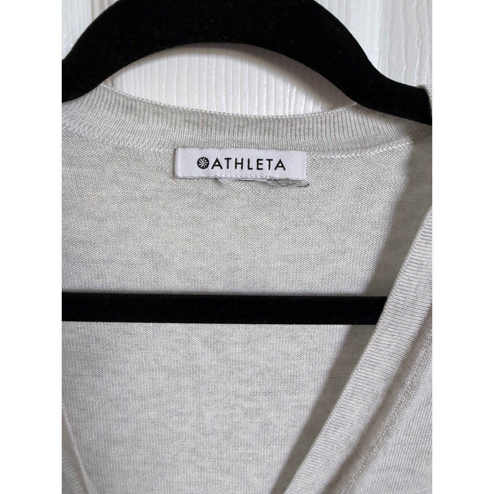 Athleta Gray Cardigan S/XS V Neck Button Front Minimalist Teacher Travel - Picture 2 of 10